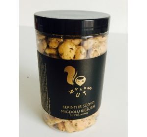 Kepinti ir sūdyti blanširuoti migdolų riešutai, paskaninti žolelėmis (indelyje), 260 g